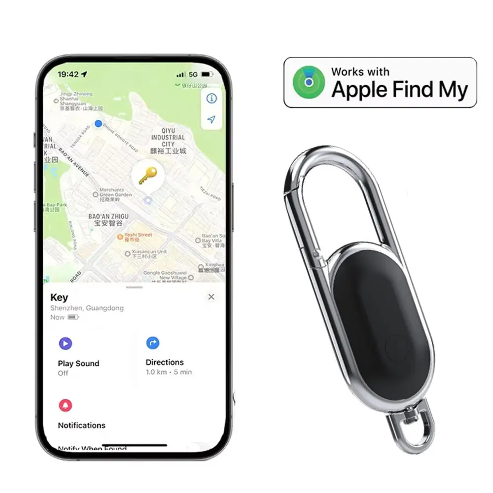 tracker for cars  item locator  Anti-lost GPS airtag Smart Carabiner key chain Keyring with Find My tracker to attach Car key chain fob for use on Apple ios