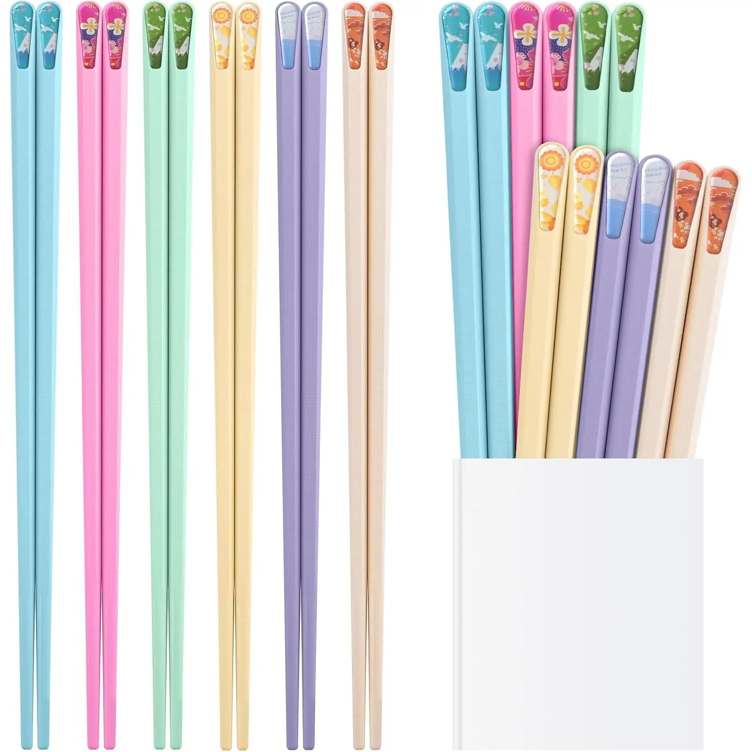 Fiberglass Chopsticks,  Non-Slip, 9.57in 6 Pairs