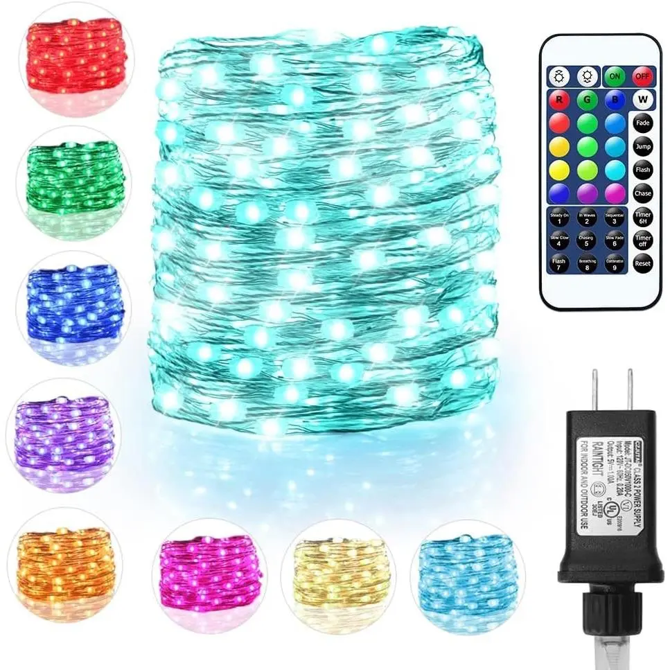 Fairy Lights Plug in, 16 Color Changing, 40ft 120 LED Twinkle Lights with Remote Timer, 132 Modes Firefly Decorative Lighting for Bedroom Wedding Christmas Tree Halloween Décor