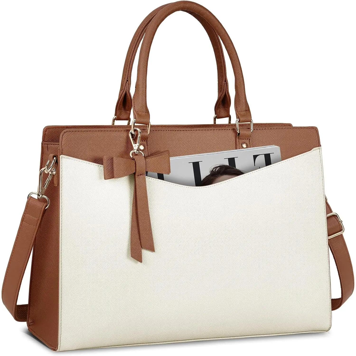 Laptop Bag for Women 15.6 Inch PU Leather Laptop Tote Professional Business Office Work Bag  Briefcase  Tote Bag Large Lightweight Handbag  Bag