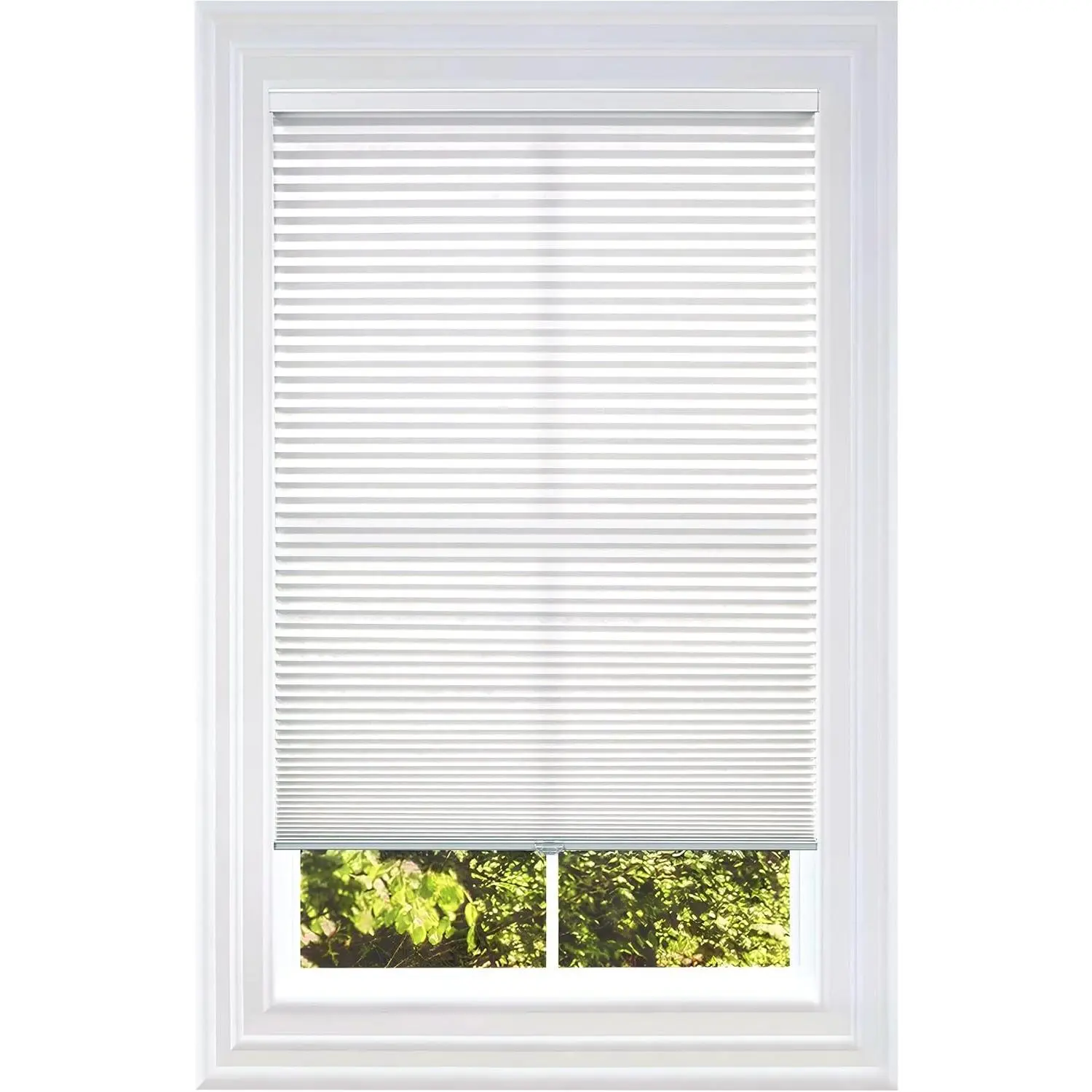Cordless Cellular Honeycomb Shade, White Light Filtering Indoor Window Blinds, Thermal Insulation Noise Reduction Home Shades, 35" W x 48" H