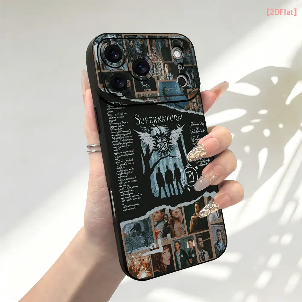 Phone Case -2D Flat Phone Case Dark Supernatural Wings Pentagram Collage, Edge Buffer Ultra Thin, Suitable for iPhone 17/16/15/14/13/12/11/Plus/Pro/ProMax/Air and Samsung Series, Birthday Gift, Festival Gift, Valentine's Day Gift, Tpu, Supernatural Collag