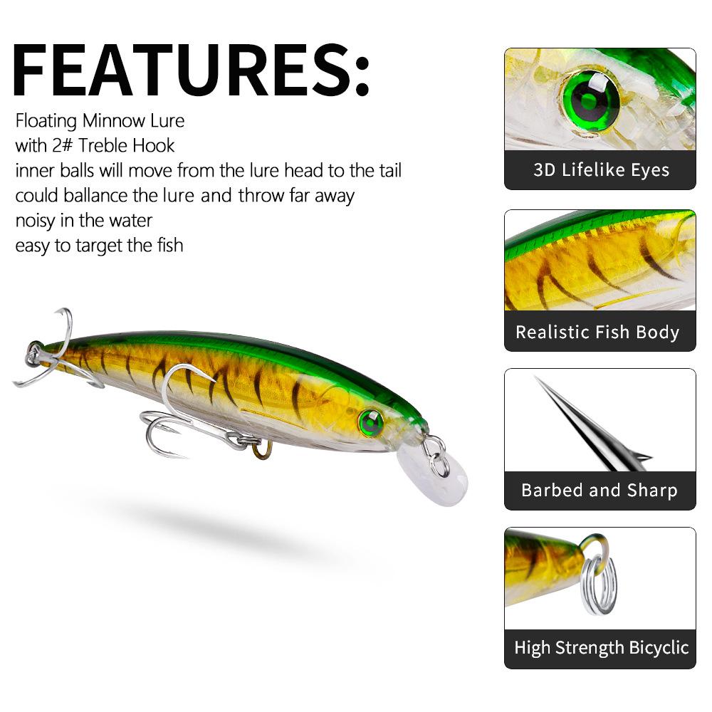 16cm 43g Floating Minnow Lure, Bionic Hard Bait with Through Wire, Topwater Lure for Freshwater & Saltwater Fishing