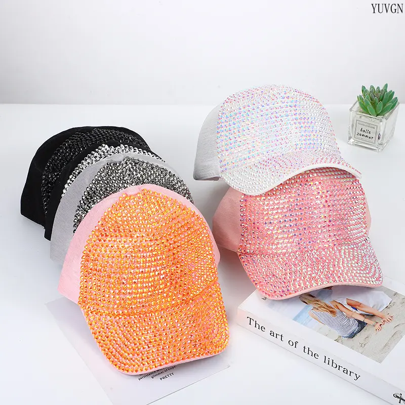 Women's Rhinestone Baseball Cap, Solid Color Glitter Hat with Adjustable Size - Shiny Bling Headwear for Party Wear and Daily Use, For Females, Solid Glitter, Street Look, Glitter Fabric