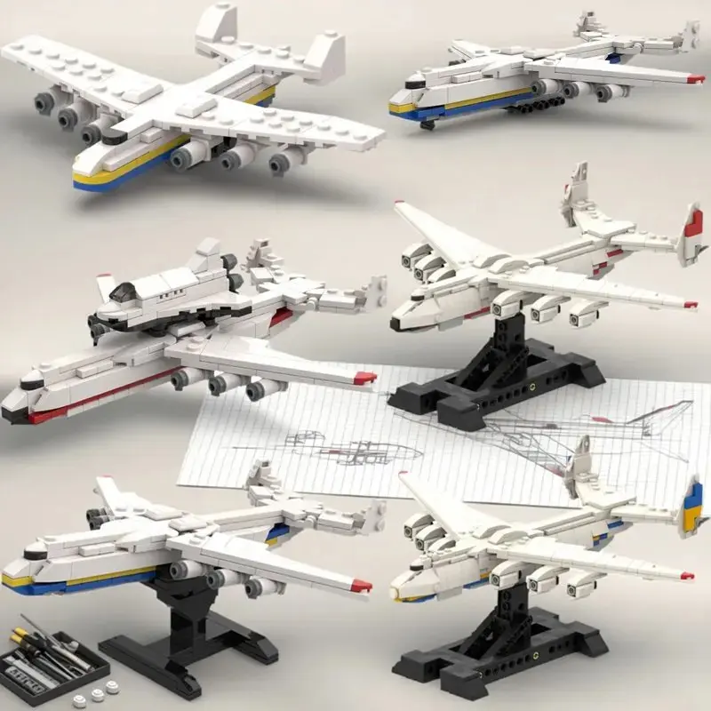 MOC Building Blocks Creative Airlines Military Combat Transport Aircraft Antonovs An-225 Airplane Model Kids Toys Birthday Gift