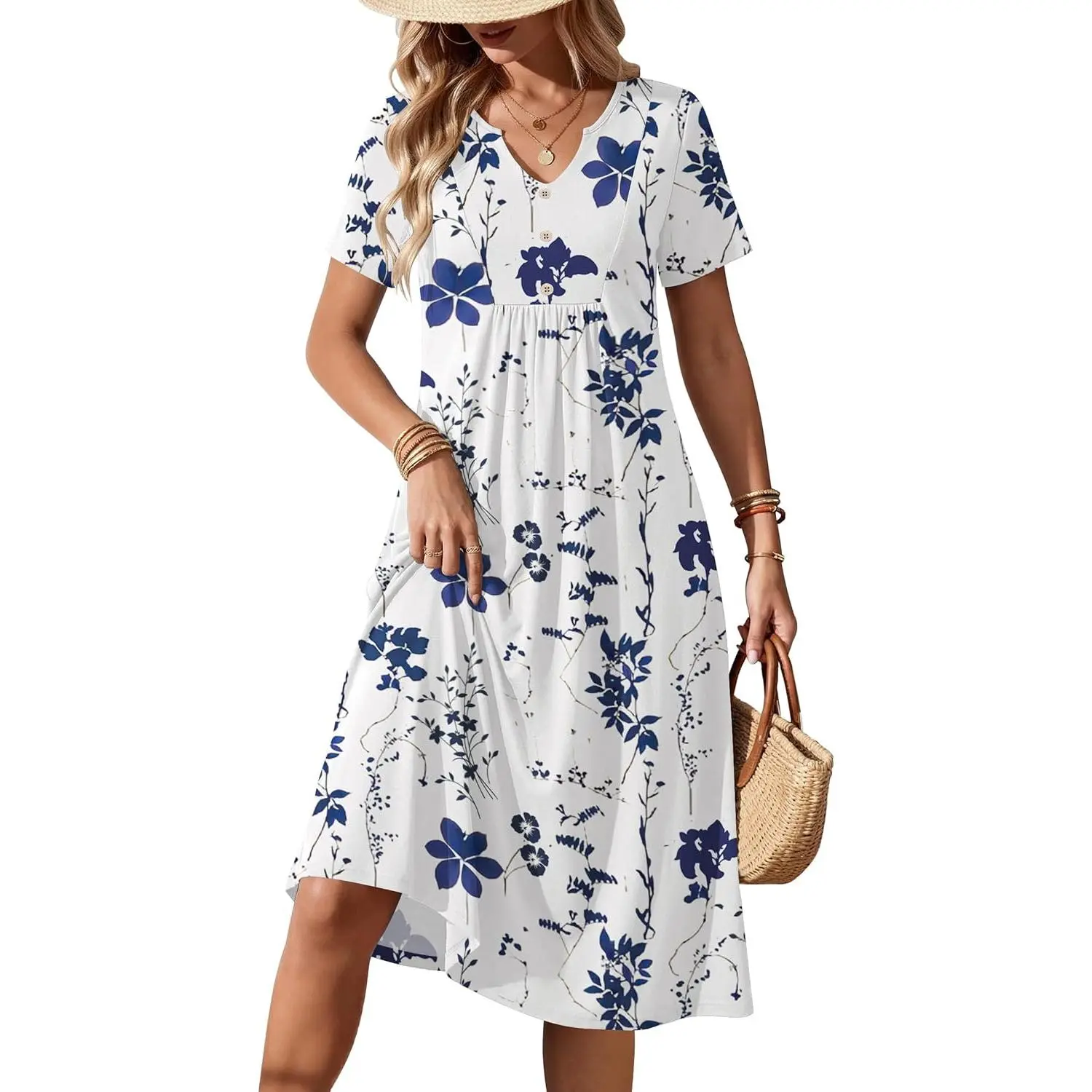 White Blue Floral