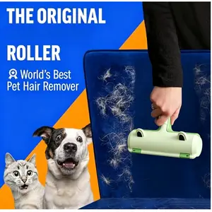 Roller Pet Hair Remover – Original Size Reusable Lint Roller for Cat & Dog Hair on Furniture, Couch, Carpet, Car, Rugs & Bedding – Portable, Eco-Friendly