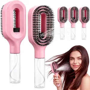 Anti Static Hair Brush with Water Spray, 2 in 1 Detangling Spray Comb for Dry or Curly, Portable Styling Tool for Women Kids