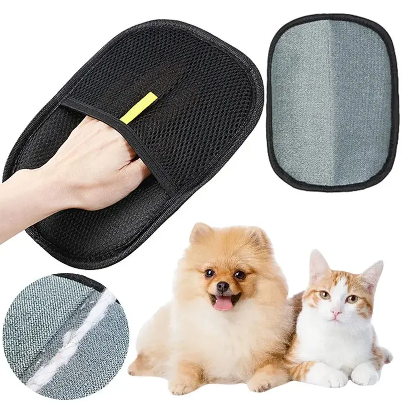 Pet Grooming Gloves Hair Remover Brush Pet Hair Remover Gloves for Dog Cat Rabbit with Long/Short/Curly Hair per hair removal gloves，blankets for dogs，double-sided grooming mitt，pet hair removing gloves，couch furniture carpet car seat， cleaning reusable