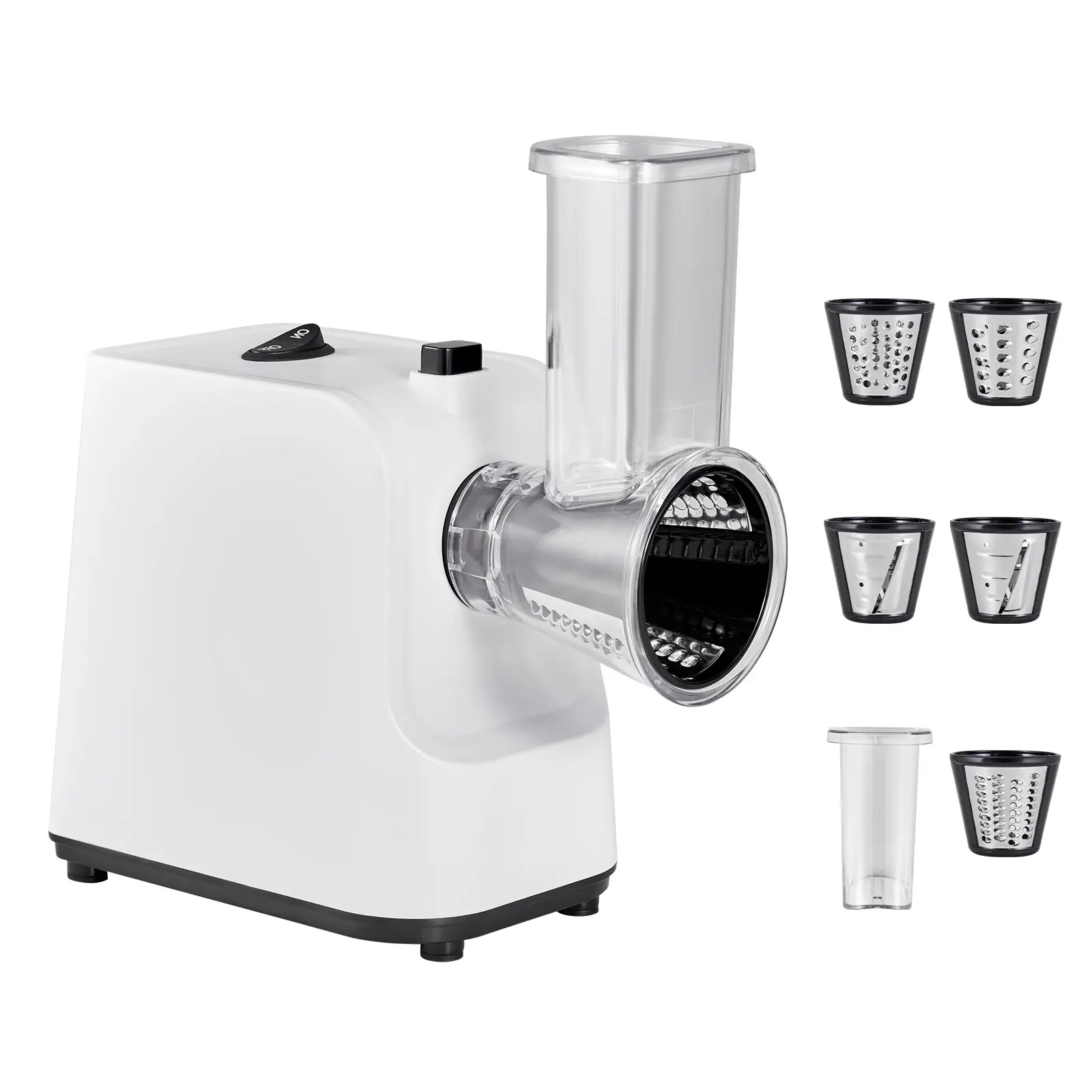Electric Cheese Grater Salad Maker, 200W Salad Shooter, Electric Vegetable Slicer Shredder Chopper for Fruits with 5 Attachments, Stainless Steel Food Cutter for Vegetables, and Cheeses