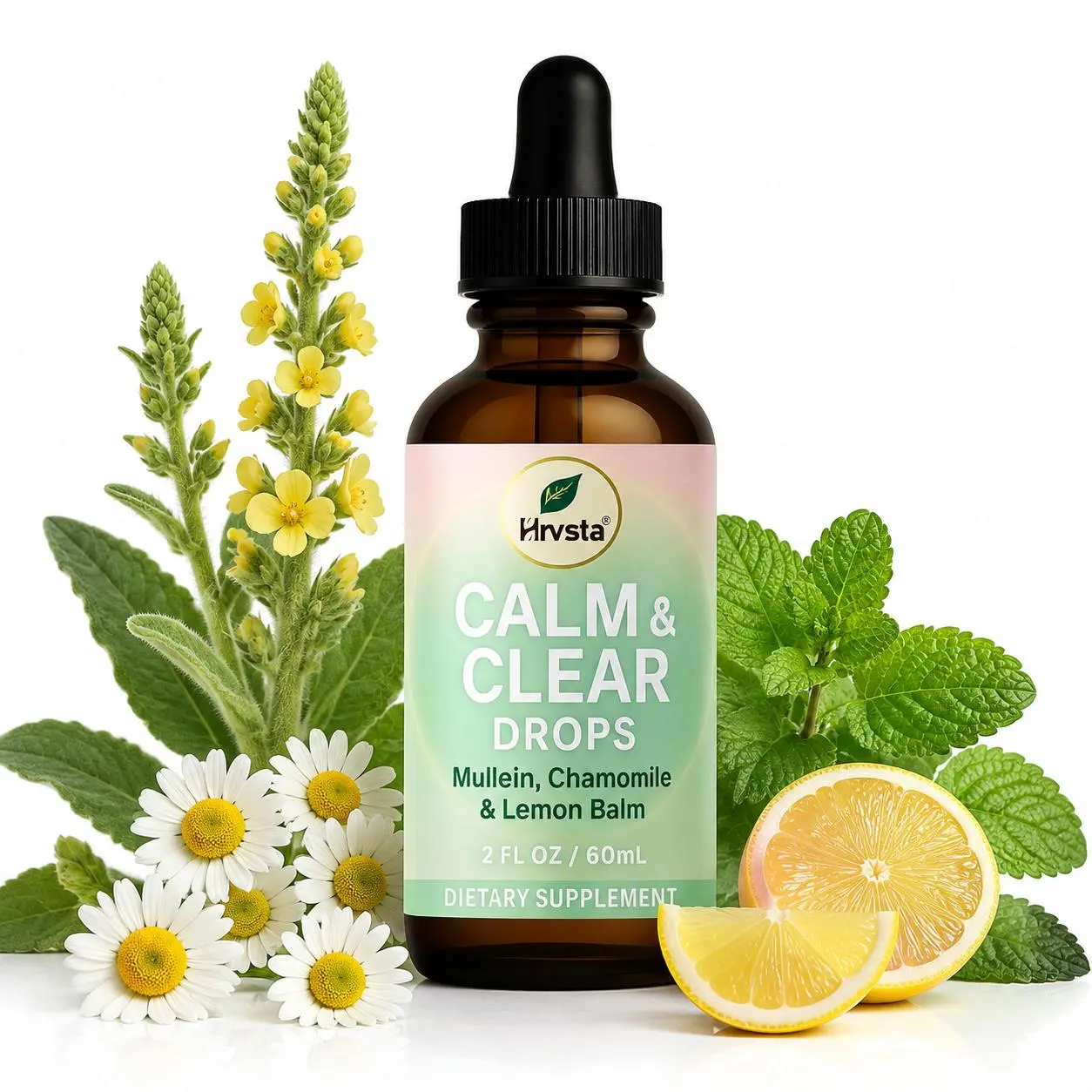 Calm & Clear Drops with Mullein, Chamomile & Lemon Balm | Herbal Liquid Supplement for Daily Wellness Support | Natural Botanical Blend | 2 fl oz