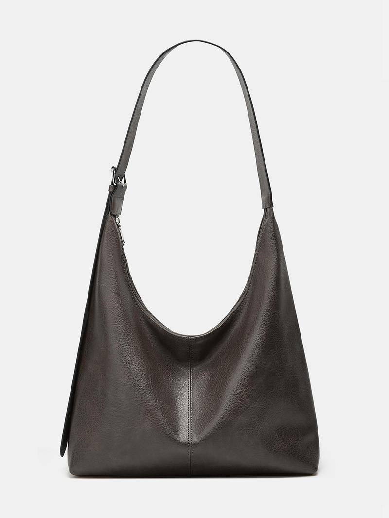 Women's Solid Color PU Leather Shoulder Bag, Simple Large-Capacity Crossbody Bag, Trendy High-quality Daily Commuting Bag, Girl Fashionable Shopping Bag