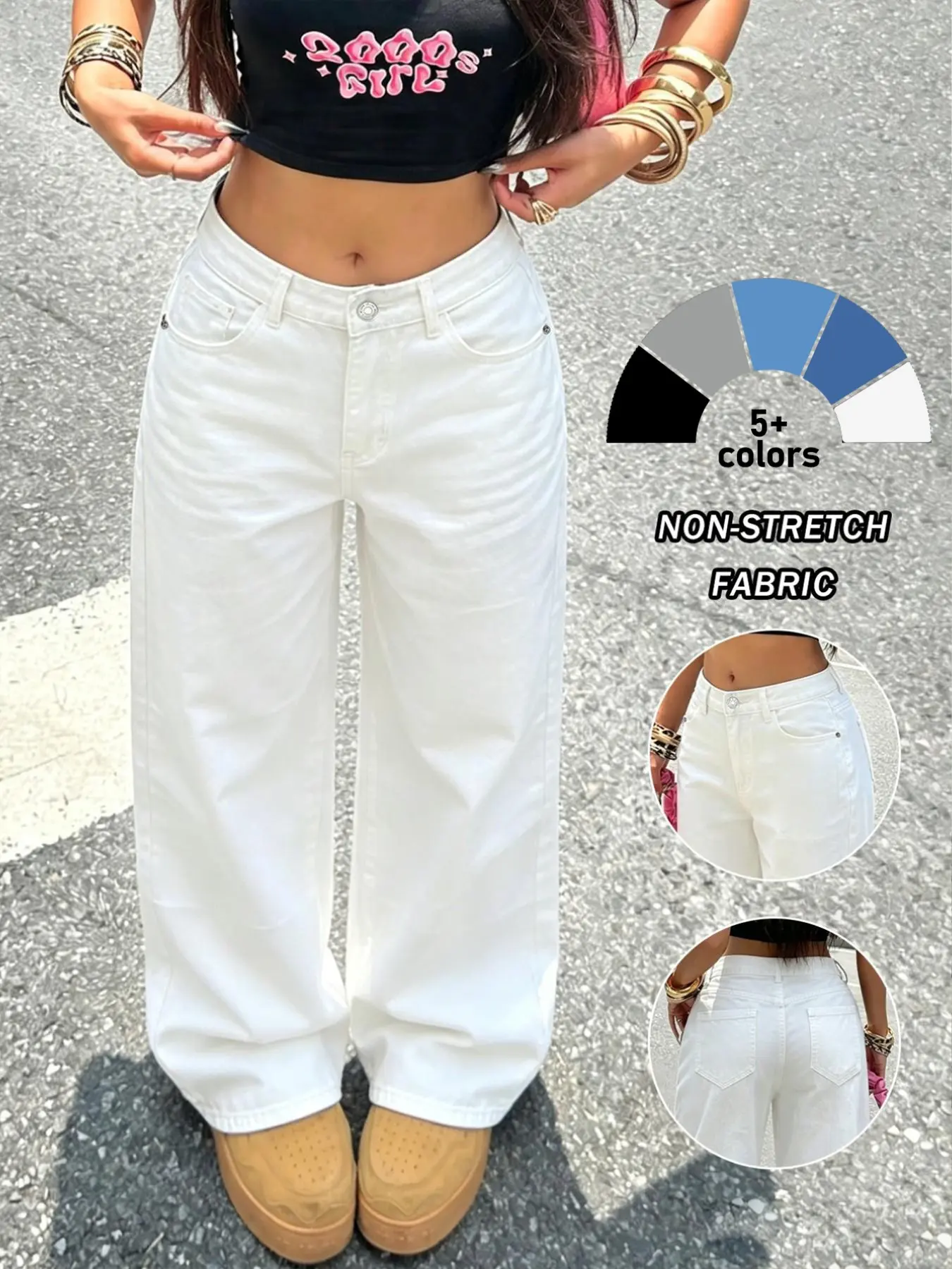 NVFelix Women's Y2K Loose Fit Jeans, Casual Wide Leg Denim Jeans, Street Style, Perfect for Music Festivals and Daily Commute