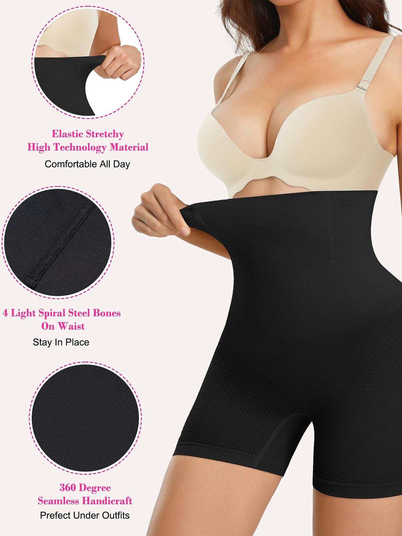Plus Size Solid High Waist Shapewear Shorts, Tummy Control Butt Lifting Shapewear Bottoms, Women's Shapewear for All Seasons