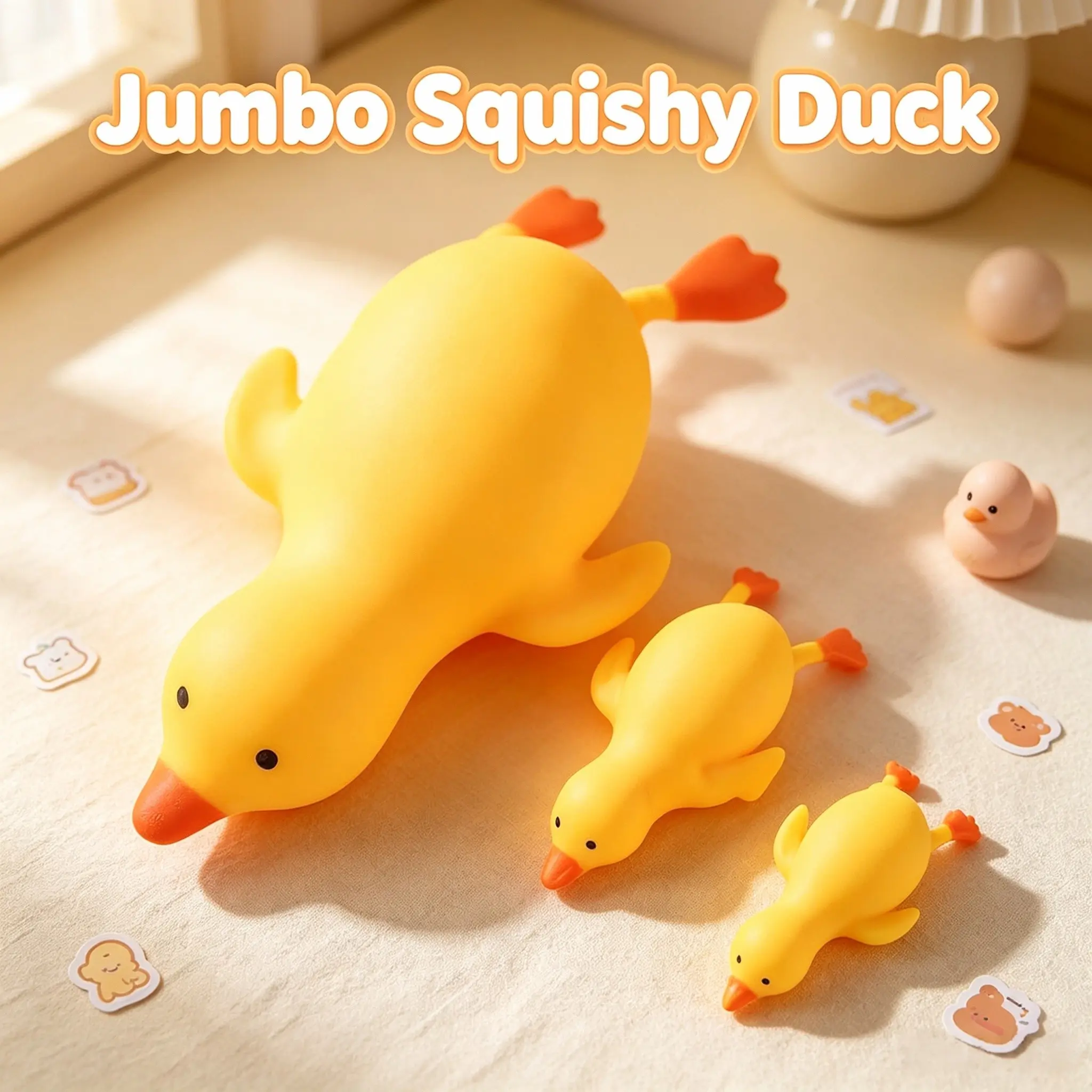 Multiple Giant Squishy Duck Toys, Cute and Fun, Stretchable Stress Relief, Kids and Adults, Home Office Stress Toy