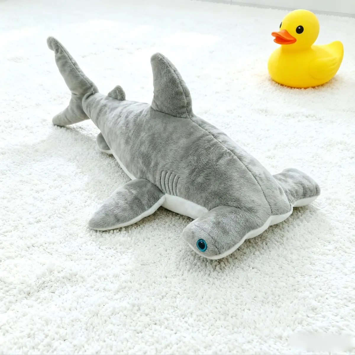 Cute Realistic Hammerhead Shark Plush Toy, Soft Fluffy Ocean Animal Stuffed Doll, Comfort Sleeping Pillow, Gift for Kids, Home Sofa Decor