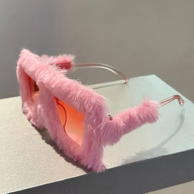 Y2K Fuzzy Fashion Glasses, Men'S And Women'S Fun Oversized Gradient Glasses, for Party Club Lenses, Fashion Glasses, Plastic Frame, Women'S Decorative Glasses, Fun Additions Suitable for Party Activities