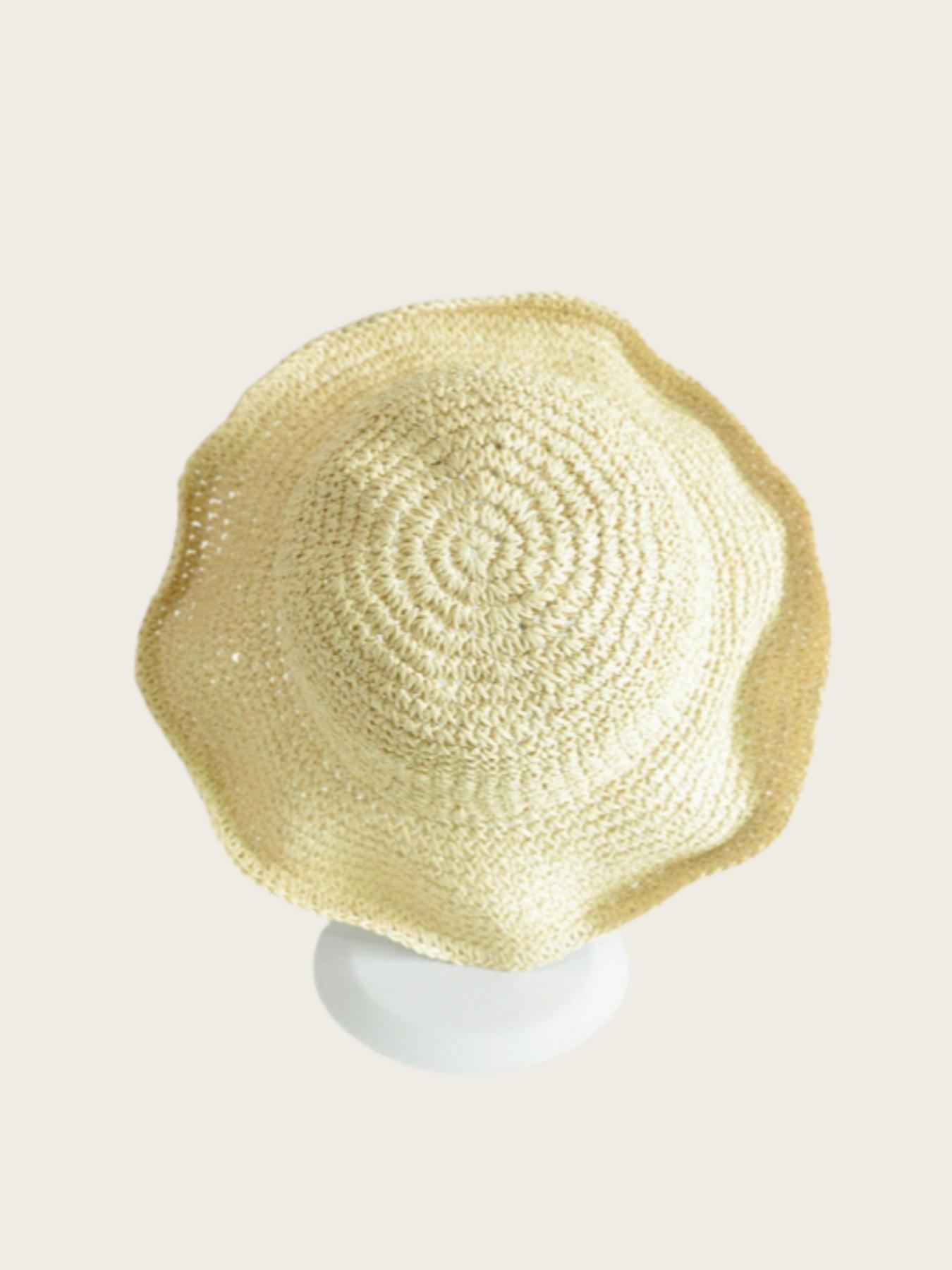 Women's Solid Color Straw Hat, Casual Outdoor Sun Protection Solar Bucket Hat for Women & Girls, Fashion Accessories for Traveling & Beach Vacation
