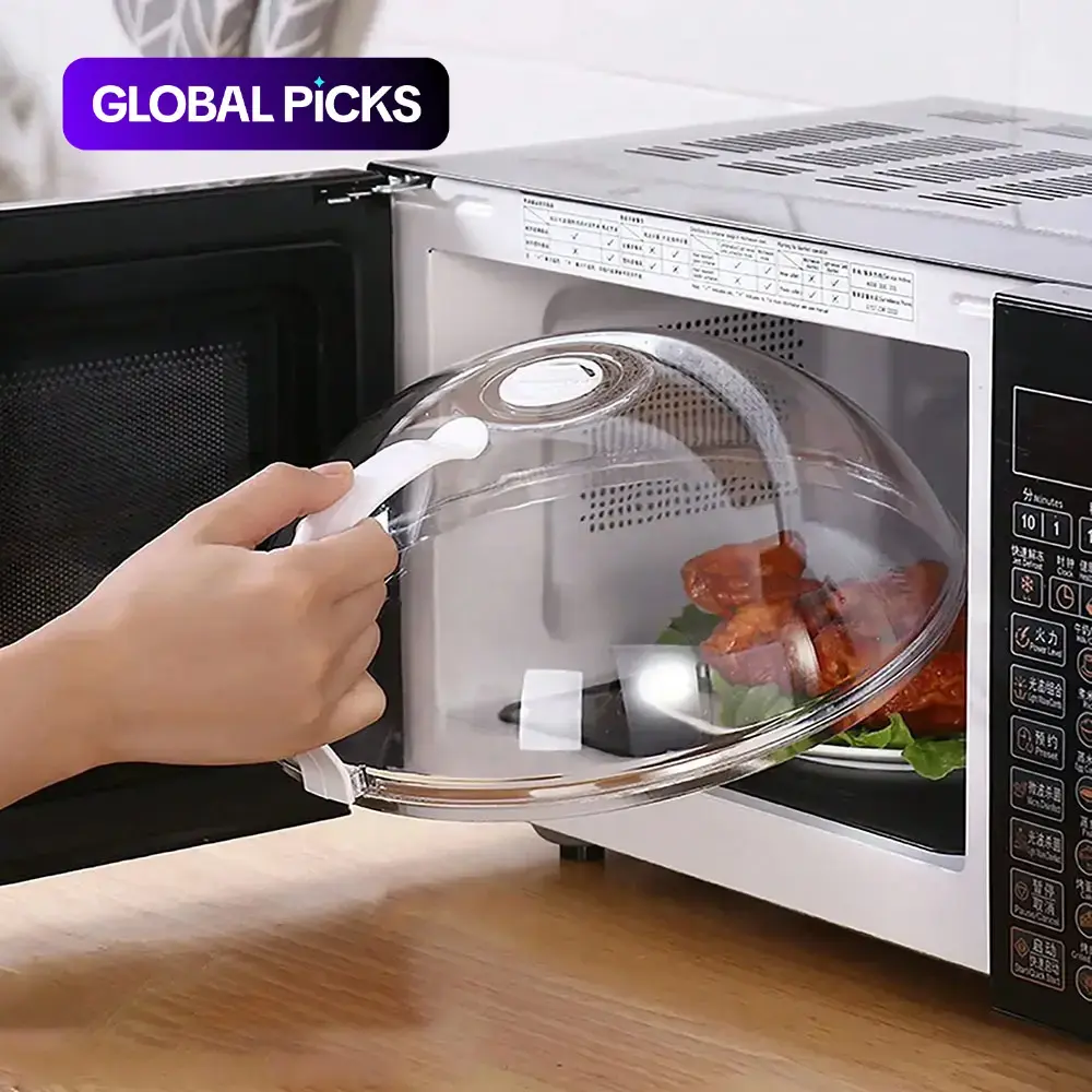 1-Piece Microwave Splatter Cover for Food, Clear Microwave-Safe Lid for Bowls & Plates, Kitchen Accessory, Kitchen Gadget #GLOBAL PICKS