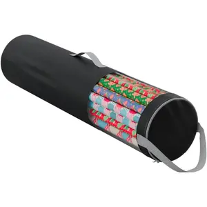 Wrapping Paper Storage Bag Under Bed Organizer for Storing Multiple Rolls of Gift Wrap 42" Length Durable 600D Oxford Material Container (Black)