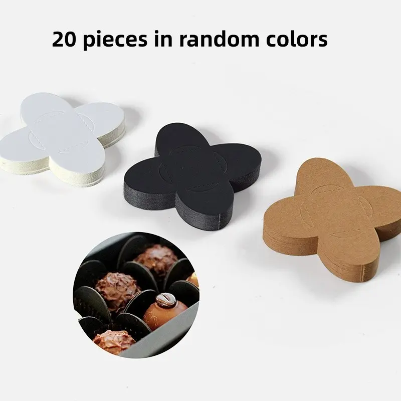 20 Mini Chocolate Paper Inserts, Cardboard Fixed Compartments, Petal Shape, Candy Packaging Cards, Holiday Gift Decor, Birthday Party Supplies
