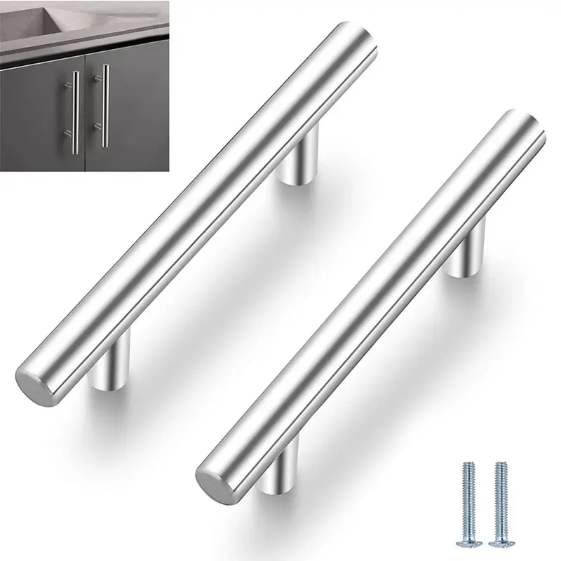 20pcs - Silver/Black Stainless Steel Cabinet Door Handles, Wardrobe Door Handles, Long Bar Door Handles, Drawer Pulls, Door Handles, Tray Handles Home Door Handles - Screws Included