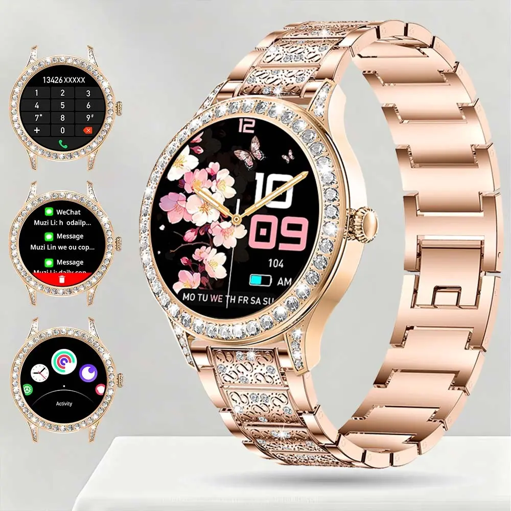 Women's Smart Watch Answer Make Calls 1.27 Inch HD Luxury Smart Watch For Android And Iphone Phones Fitness Message Reminder Female Function Camera Control Multiple Sports Modes Designed For Women Perfect Gift For Her Smartwatch
