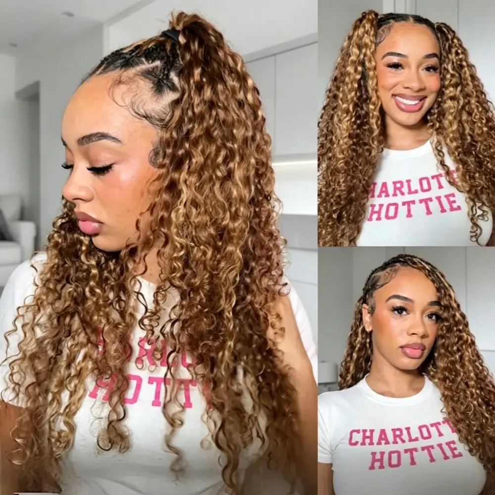Bling Hair Burmese Curly Crochet Hair Human Hair Extensions Highlight Brown /99J /Reddish Brown Pre-Separated Miracle Knots 50g/Pack Knotless Boho Braids,4–5 Packs Full Head,Vacation Hair backtoschool sohochic