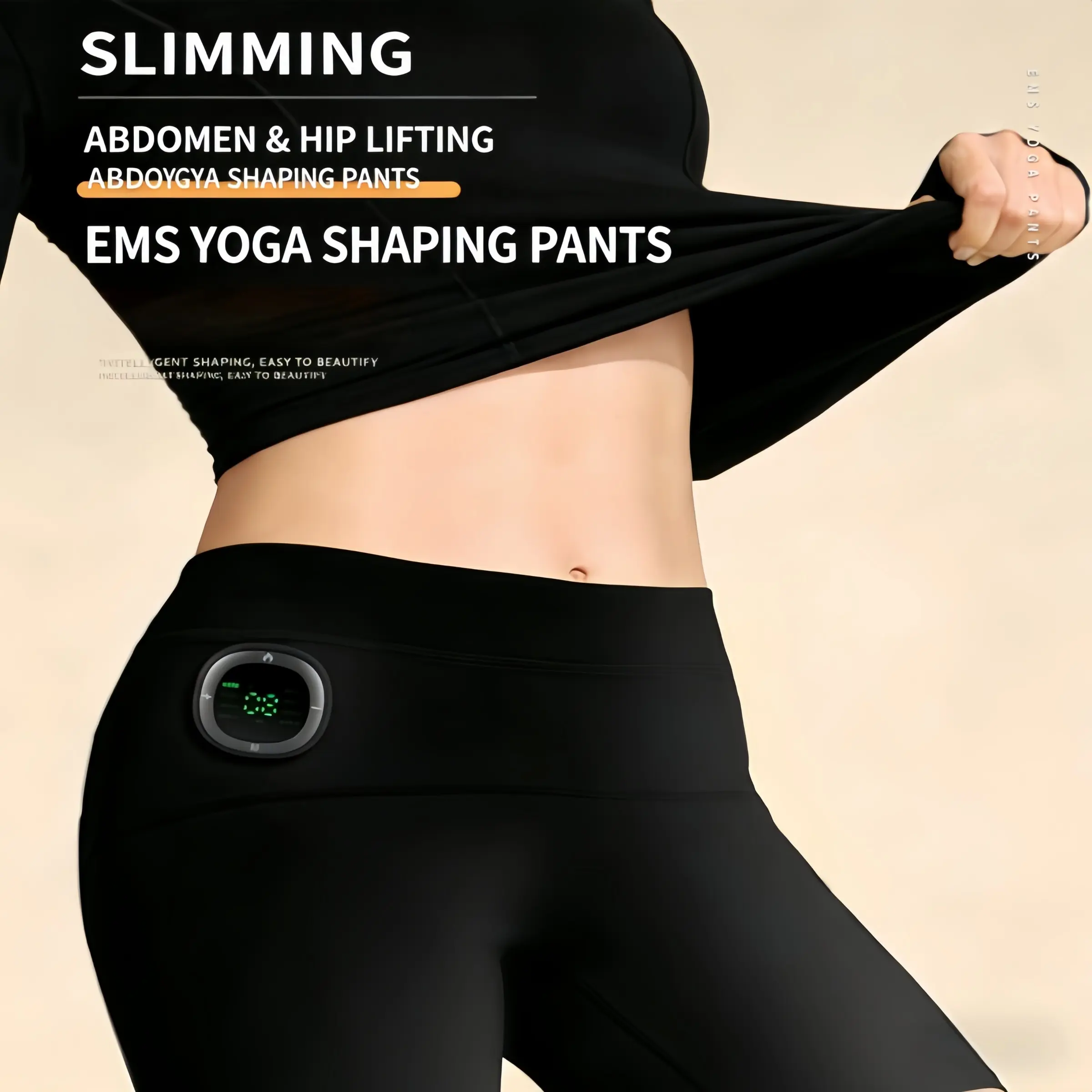 EMS Smart Massage Yoga Pants, 8 modes, 30 intensity levels, 3 temperature heat settings, multi-area massage, machine washable, available in M/L sizes. Perfect gift for women for massage, hip lift, and shaping.
