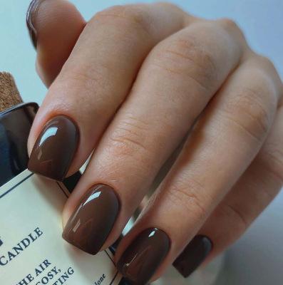 Wearable Women's Nail Art Wholesale Simple Medium-Long Square Solid Color Nail Tips Patch Wearable Nails