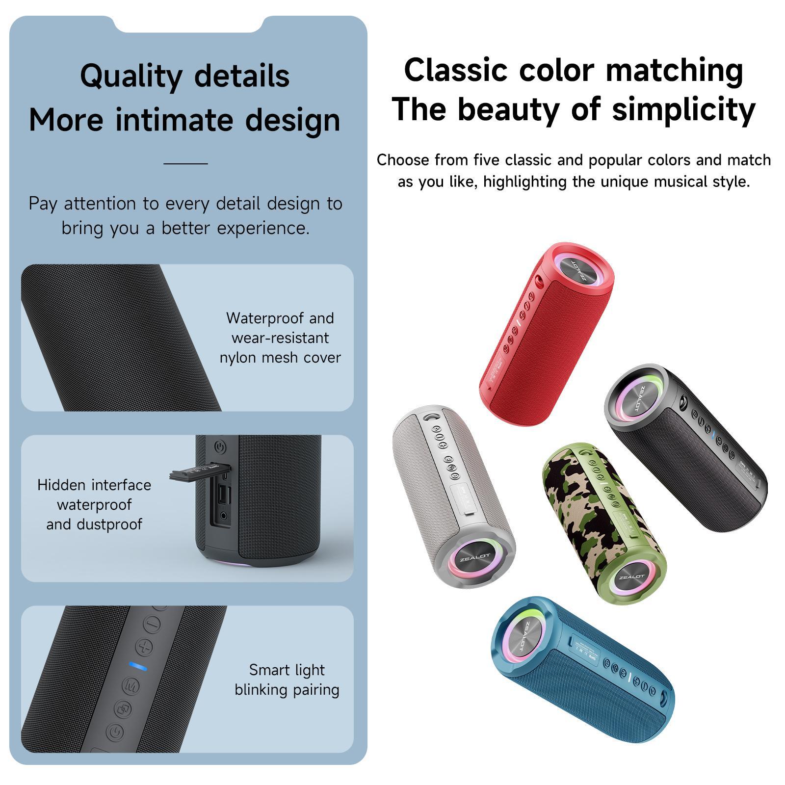 ZEALOT S51Pro Wireless Speaker, 40W Portable Wireless Speaker ZEALOT S51Pro Wireless Speaker, 40W Portable Wireless Speaker