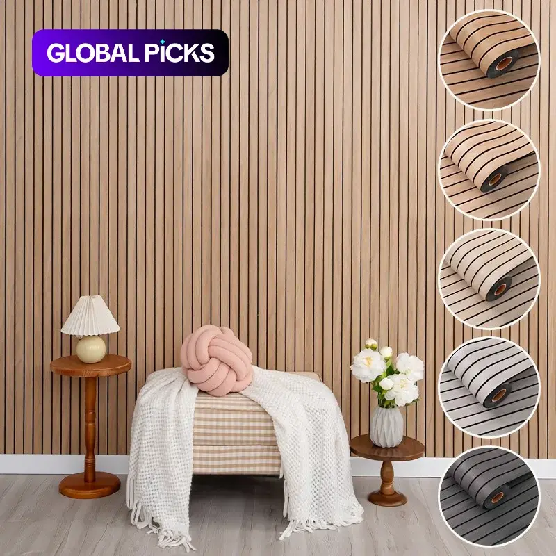 3D Wood Grain Stripe Wall Sticker Roll, 118.1 x 15.7 Inches, Thick Recessed Texture, Easy to Cut and Stick, Peel and Stick Wallpaper Designs, Decorative Wallpaper for Bedroom and Living Room Decor #GLOBAL PICKS