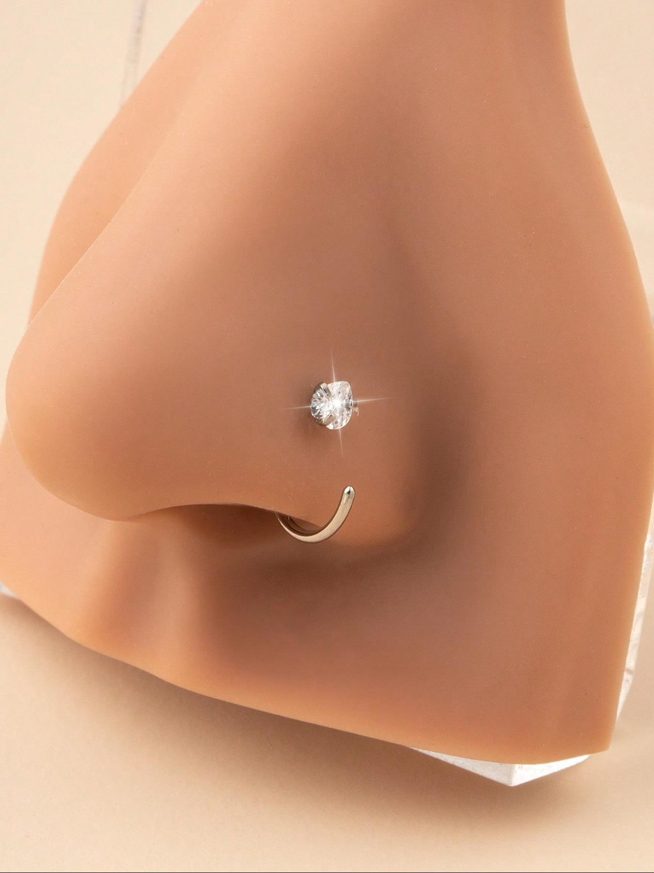 C-shaped Nose Ring, Stainless Steel Nose Ring, Fashionable Body Jewelry for Women & Men, Trendy All-match & Exquisite Jewelry for Birthday Gift, Nose Piercing Jewelry