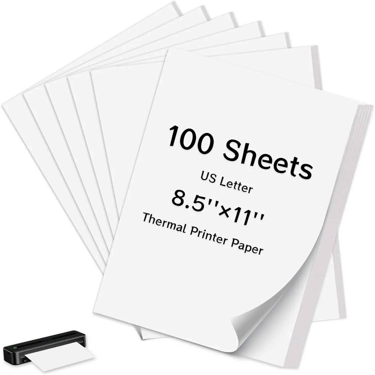 Thermal Printer Paper (m08f-mt800), 100 Sheets, 8.5x11 in Letter Size, Safe for Office Stationery & Computers Office Equipment Use