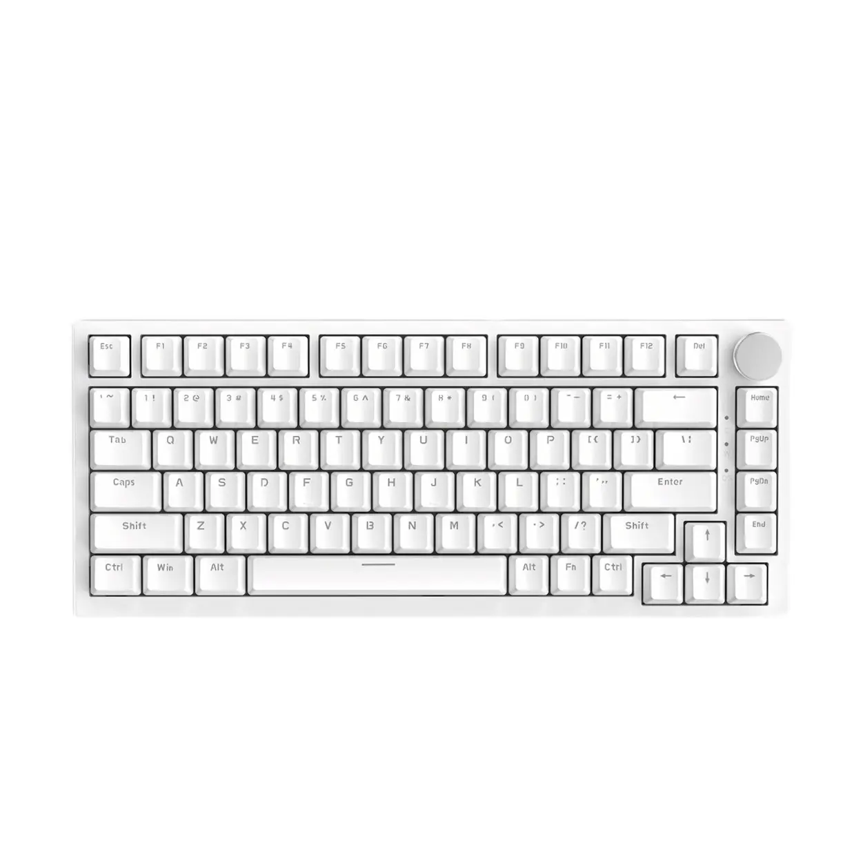 AJAZZ AK820 75% Layout Wired Gaming Mechanical Keyboard, Pc Gaming Keyboards, Blue Switch White Keycap Metal Volume Knob FN Multimedia Function 82 Key Computer Office Keyboard DIY Support Multiple Systems