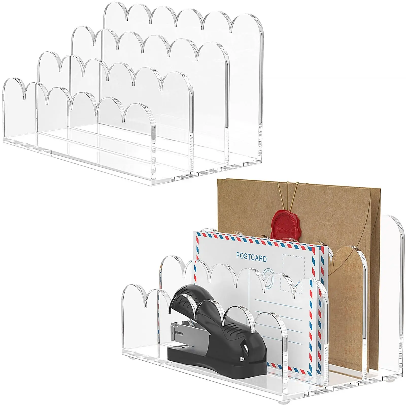 Acrylic File Organizer, Transparent Shell-Shaped Vertical Folder, Space-Saving Desk Storage, Ideal for Office/home, Sort Letters, Envelopes, Bills, Stationery