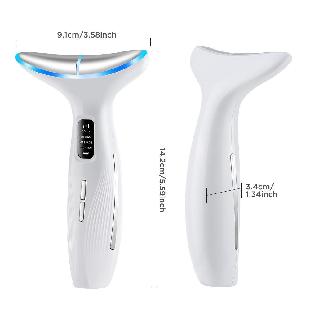 3 Colors Light Facial & Neck Massager, 4 Modes Adjustable Facial & Neck Massage Tool, Professional Skin Care Tool for Women