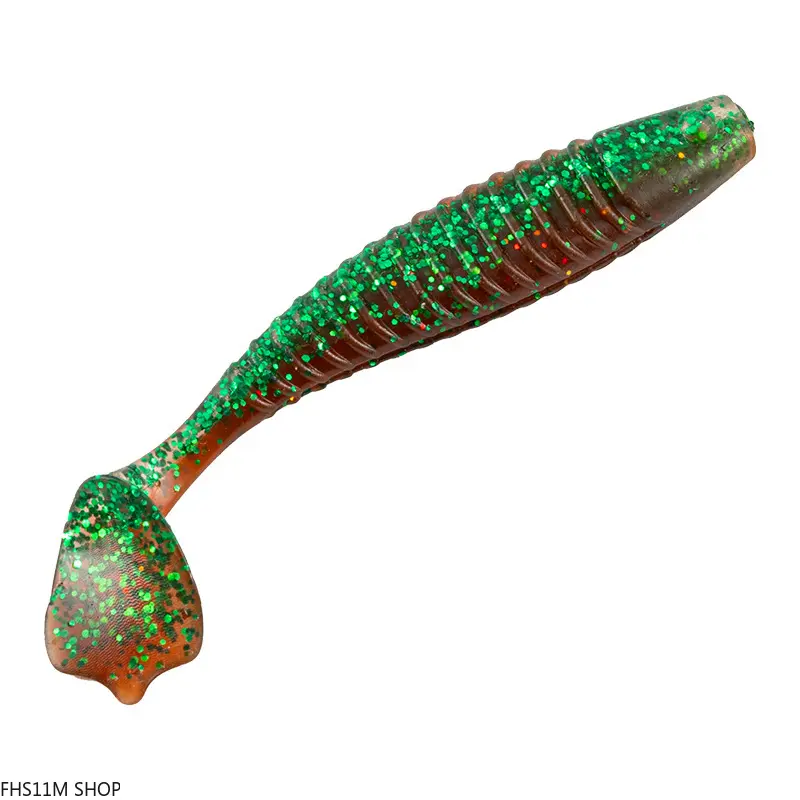 Ribbed Shape 20-Pack TPE T-Tail Soft Baits - Scent-Infused, Durable Grub Lures with Scents for Bass Fishing & Finesse Fishing