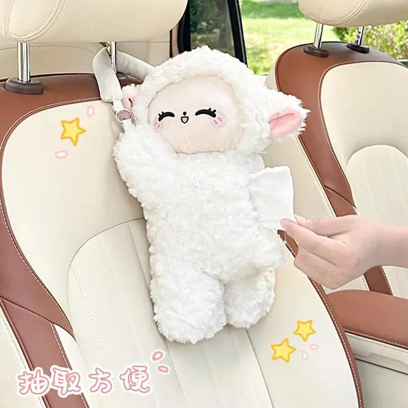 1pc Universal Car Tissue Hanger Doll Cute Creative Hanging Tissue Holder Plush Vehicle Tissue Case  Paper Box