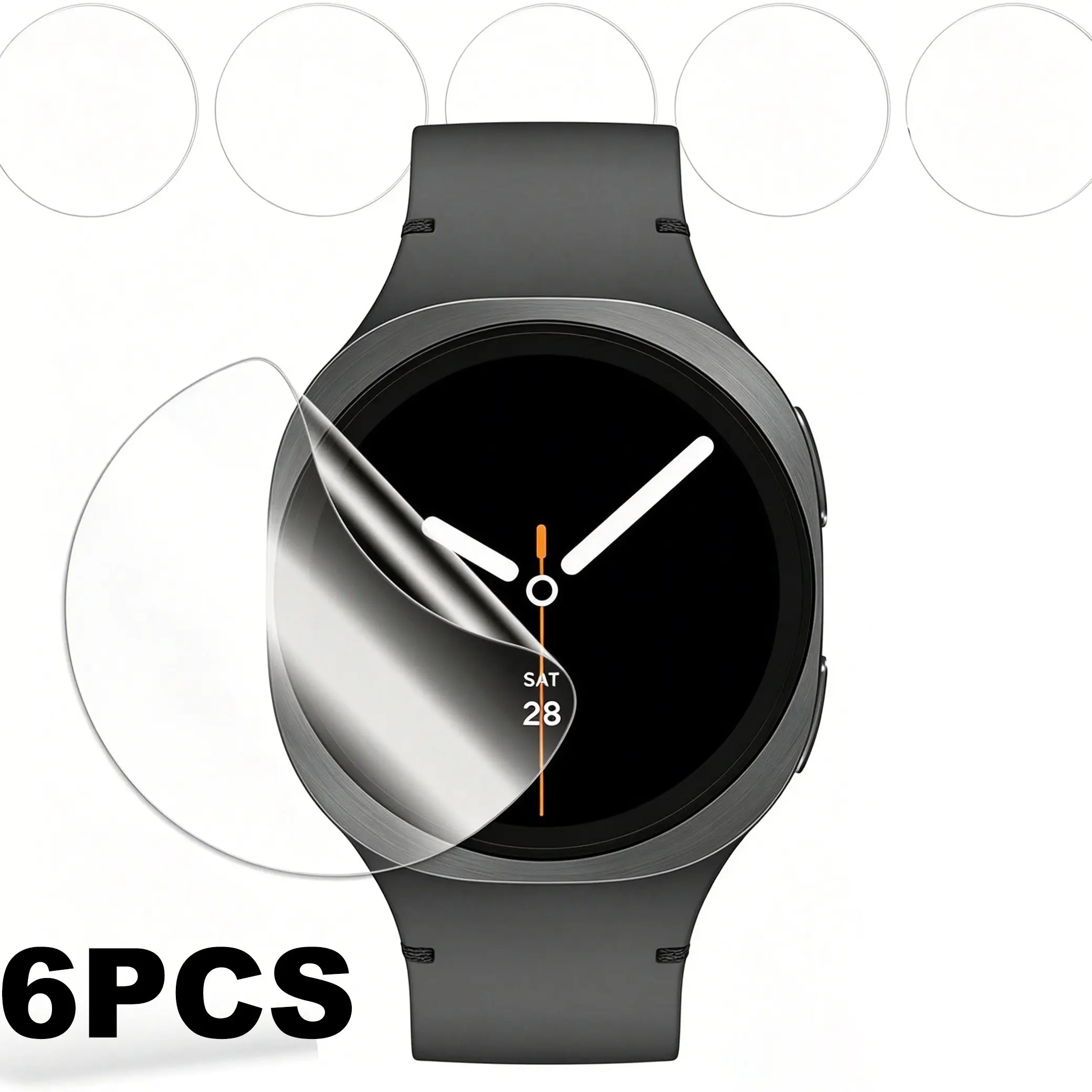 For Samsung Galaxy Watch8 Screen Protector, Protective Film, 6-Pack Hydrogel Film, HD Full Coverage Tpu, Transparent, 40/44mm, Not Glass Material, Wearable Tech Accessories