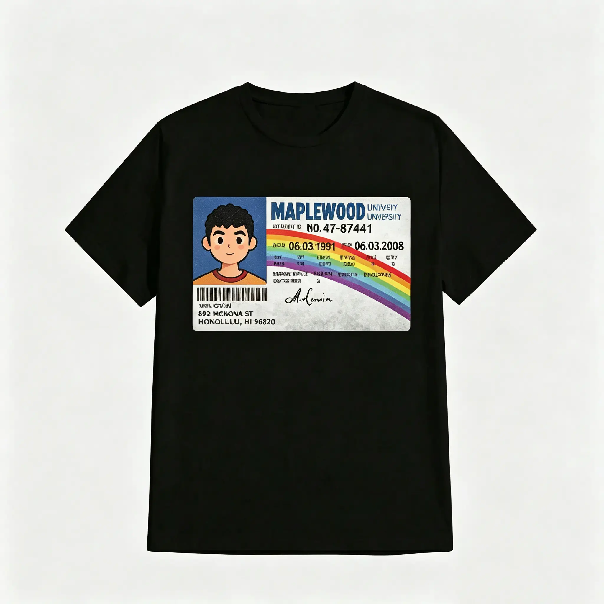 Men's Short-Sleeve McLovin Hawaii Driver License Superbad Meme Graphic Sports T-Shirt - Y2K Funny Streetwear Top for Outdoor Activities