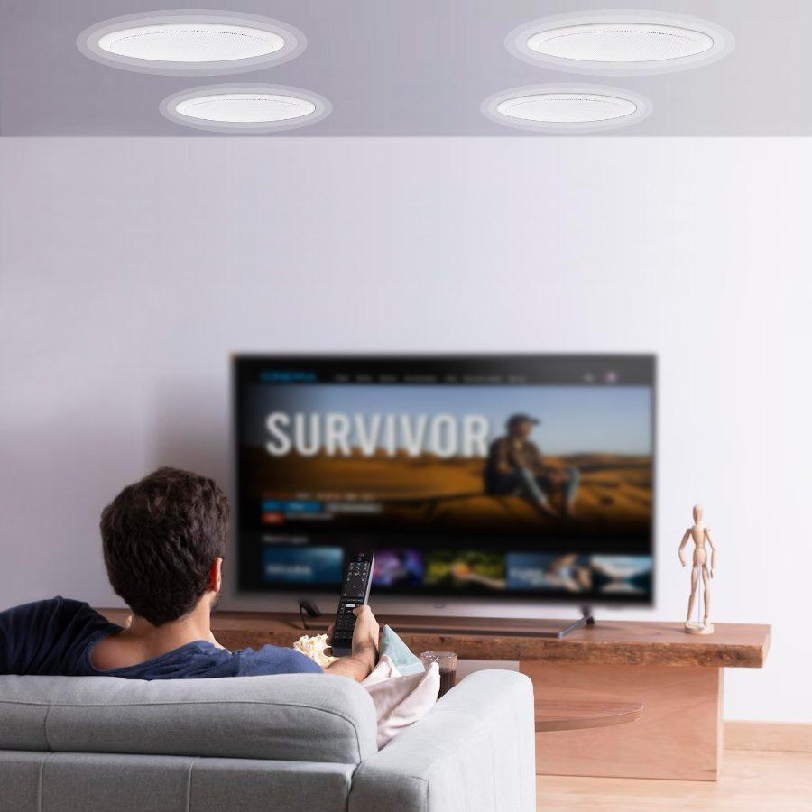 VEVOR 4 PCs 6.5'' Bluetooth in Ceiling Speakers, 150W, Flush Mount Ceiling in-Wall Speaker System with 8Impedance 89dB Sensitivity, for Home Kitchen Living Room Bedroom or Covered Outdoor Porches