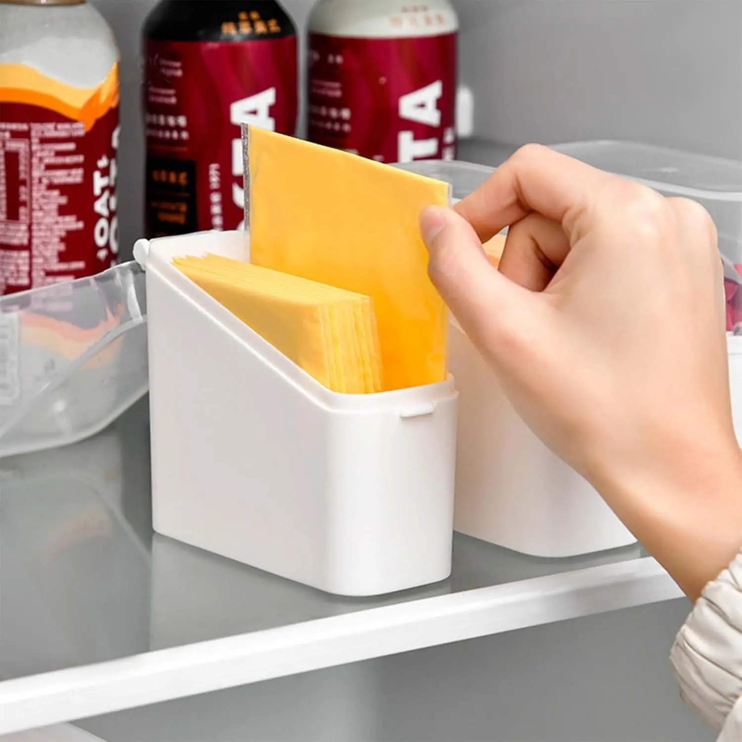 Sliced Cheese Container for Fridge, 2/4 PCS Cheese Storage Box with Flip Lid Plastic Cheese Keeper Cheese Saver Holder (2pcs)