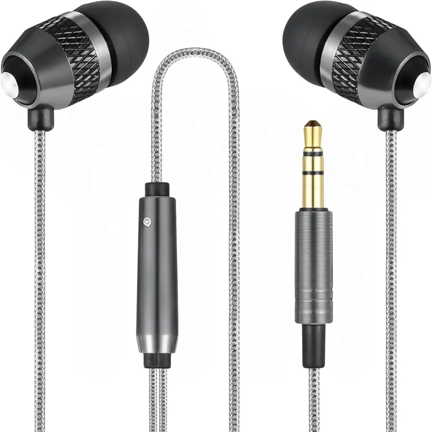 B25 Earphones, Noise Isolating in-Ear Wired Headphones with  Bass, -Free Cord, Lightweight, Carry Case and Soft Earbud Tips, Black