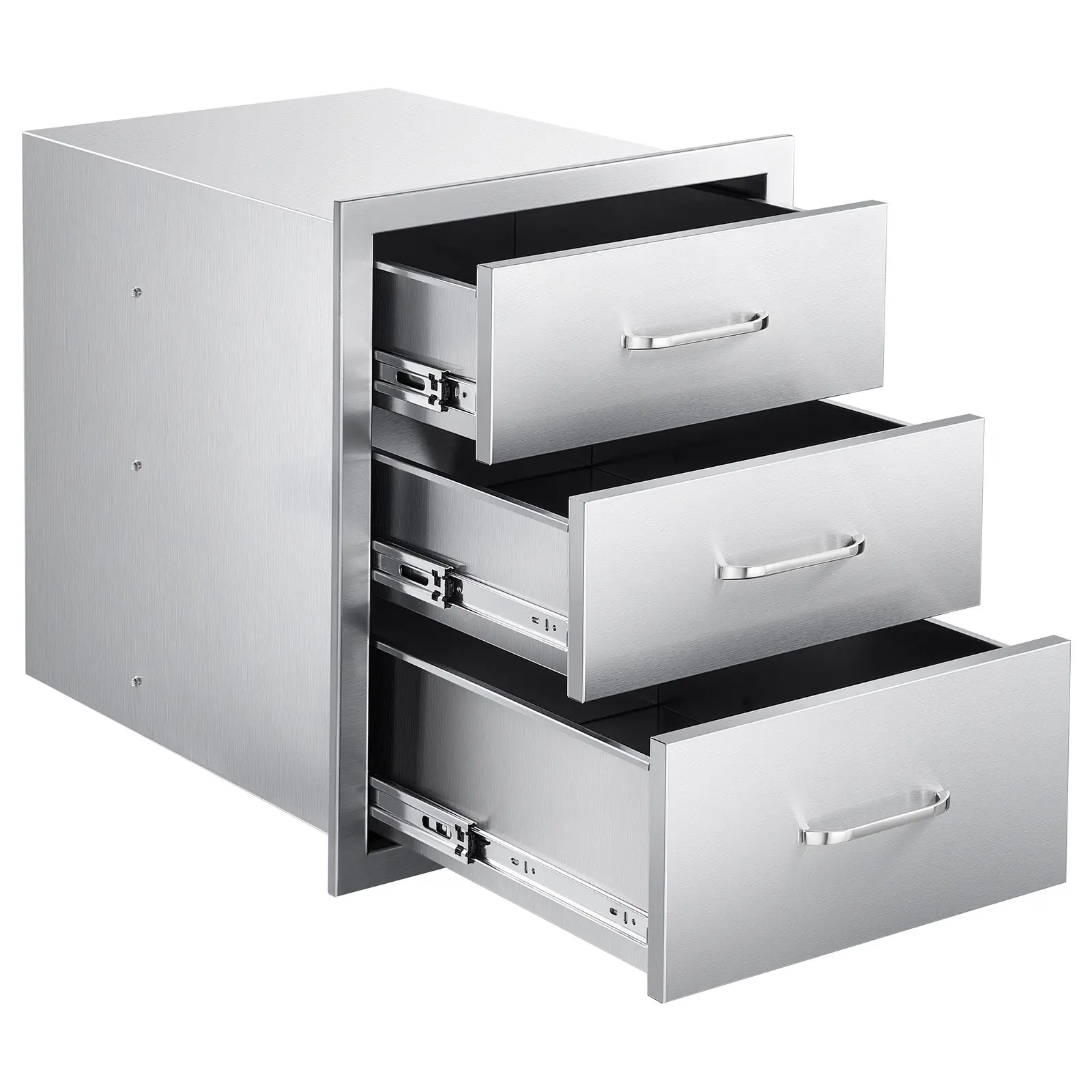 Outdoor Kitchen Drawers 18.11"W x 23.23"D x 23.23"H, Triple-Access Stainless Steel BBQ Drawers with Handles, BBQ Island Drawer for Outdoor Kitchens or Barbeque Island Patio Grill Station