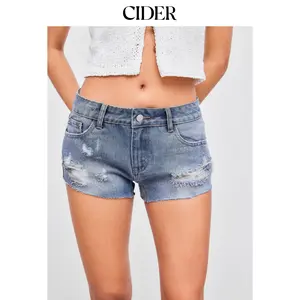 Cider [size 0-10] Cider Denim Low Rise Solid Ripped Micro Shorts Dealsforyou