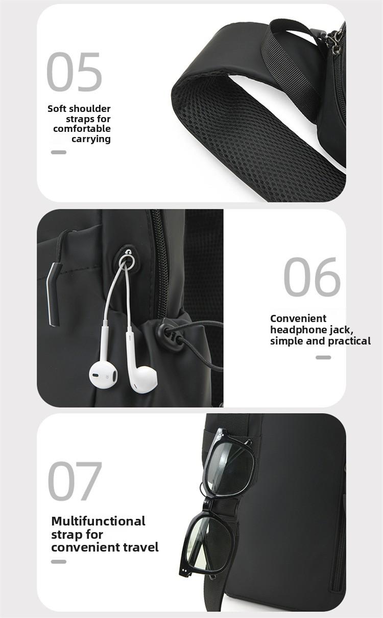 2026 trendy black leather shoulder bag, urban men's bag, suitable for short trips