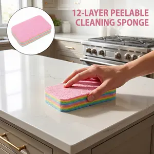 2 PCS 12-LAYER PEELABLE RAINBOW CLEANING SPONGE,SUPER ABSORBENT DISPOSABLE WASHING SPONGE, KITCHEN BATHROOM CLEANING TOOLS FOR HOUSEWIFE, VIRAL TIKTOK HOME CLEANING ACCESSORIES-YY0