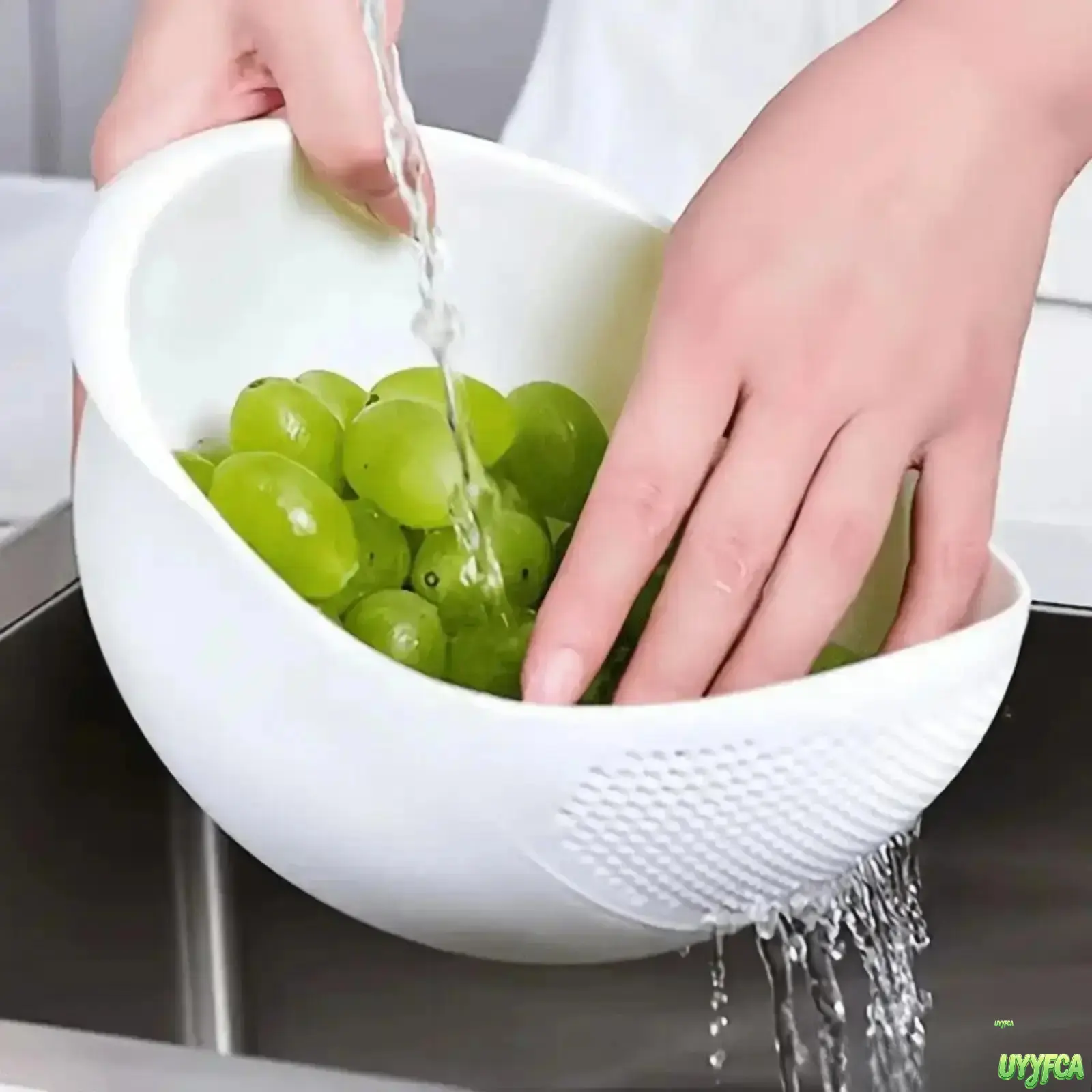 Multi-Functional Kitchen Drain Basket Basin,Dual Layer Colander Strainer,Ergonomic Handle Multi Purpose Colander Strainer, Lightweight Matte Kitchen Sink Basin For Rinsing Grains Fruits Vegetables, Minimal Pastel Color Household Food Prep Accessory