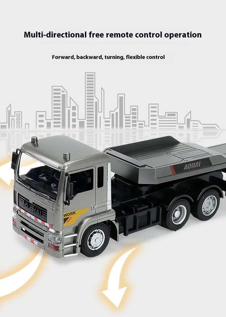 1:18 RC Semi Truck with Container, 9-Channel Kids RC Semi Truck Toy, RC Dump Truck Van Truck with Lights and Music, Great Gift for kids